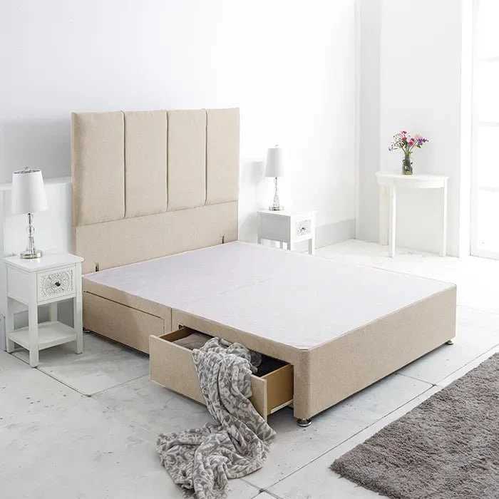 Luxury Divan & Footboard with Floor Standing Headboard — Frame Only