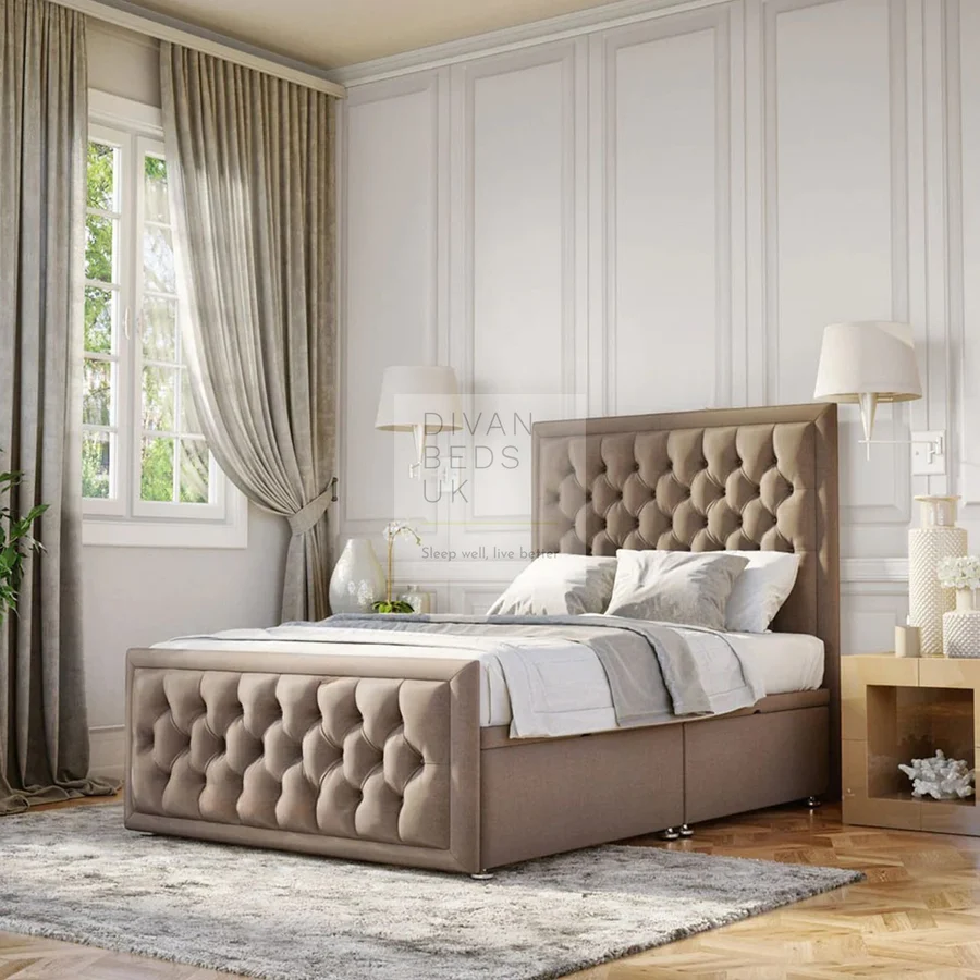 Luxury Ottoman Divan with Footboard + 46" Headboard — Frame Only